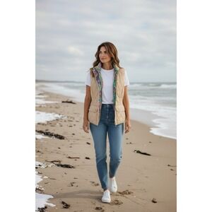 Lilly Pulitzer Getaway Quilted Tan Vest Size M